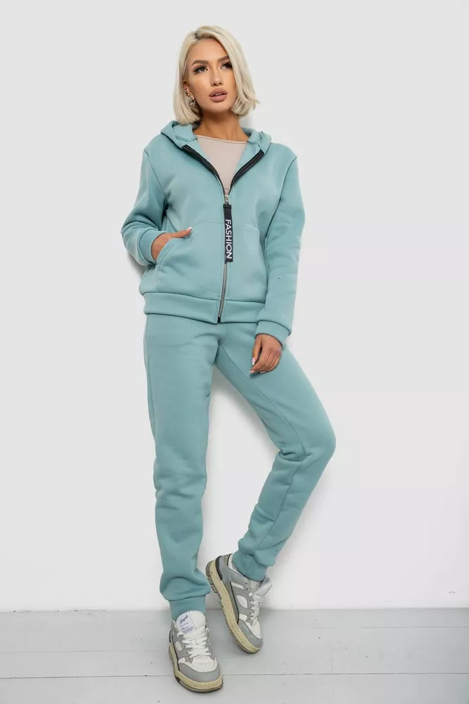 Купить Спортивный костюм женский на флисе, цвет оливковый, 257R86-1 - Фото №1