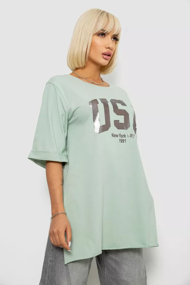 Купити Футболка жіноча з принтом  -уцінка, колір оливковий, 244R2022-5-U-12 - Фото №3