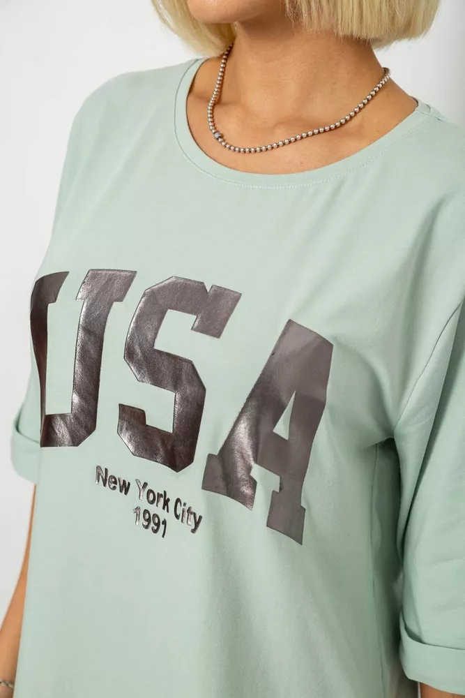 Купити Футболка жіноча з принтом  -уцінка, колір оливковий, 244R2022-5-U-12 - Фото №5