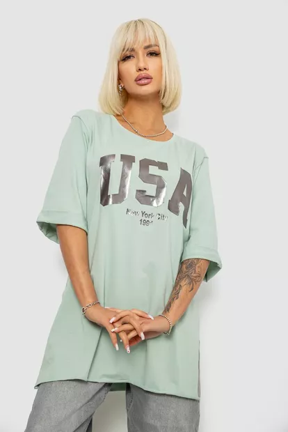 Футболка жіноча з принтом  -уцінка, колір оливковий, 244R2022-5-U-12