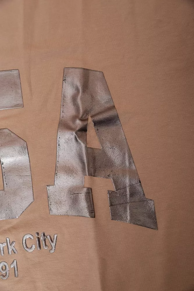 Купить Футболка женская с принтом  -уценка, цвет бежевый, 244R2022-5-U-13 - Фото №6