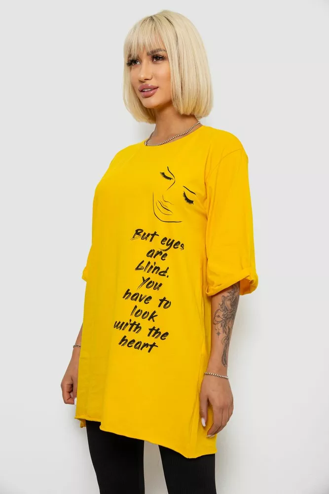 Купити Футболка жіноча з принтом  -уцінка, колір жовтий, 244R2008-U-1 - Фото №3