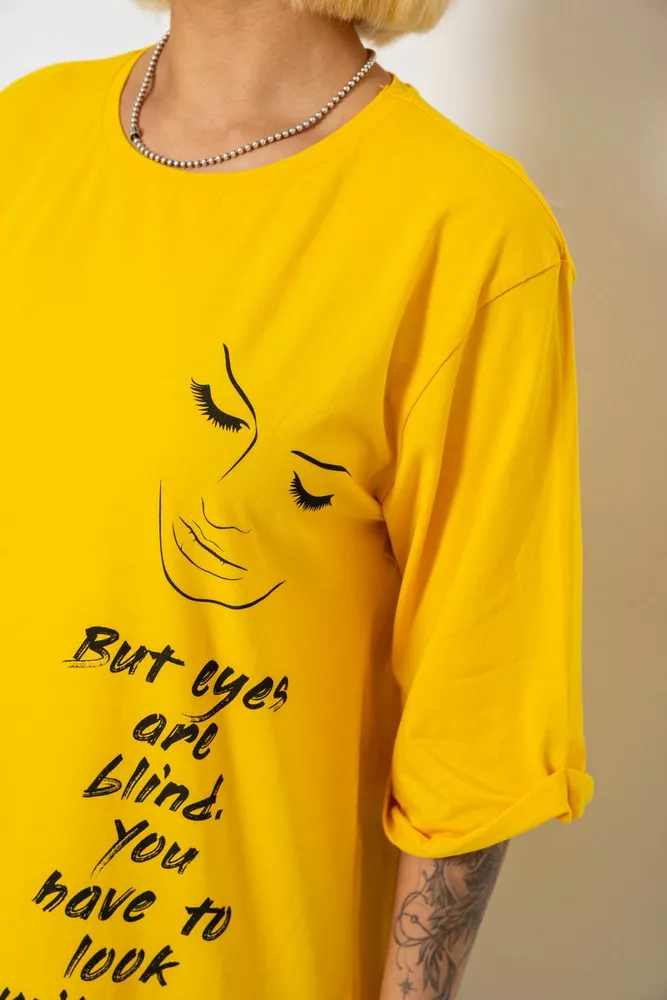 Купити Футболка жіноча з принтом  -уцінка, колір жовтий, 244R2008-U-1 - Фото №5