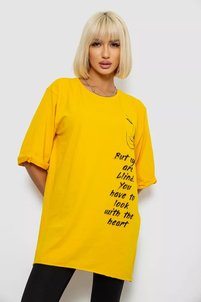 Купити Футболка жіноча з принтом  -уцінка, колір жовтий, 244R2008-U-1 - Фото №1