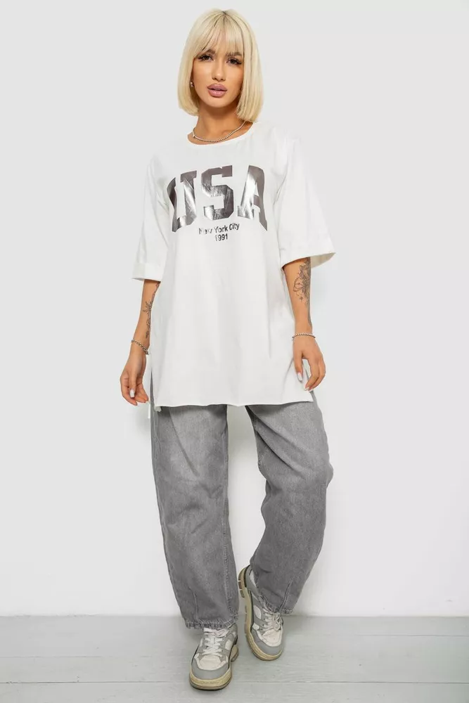 Купить Футболка женская с принтом  -уценка, цвет молочный, 244R2022-5-U-9 - Фото №2