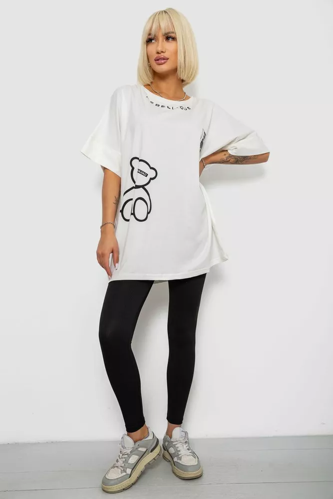 Купити Футболка жіноча з принтом  -уцінка, колір молочний, 244R4004-U-1 - Фото №2