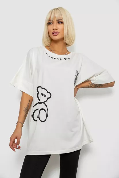 Футболка женская с принтом  -уценка, цвет молочный, 244R4004-U-1