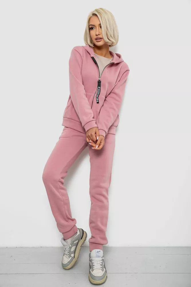Купить Спортивный костюм женский на флисе, цвет розовый, 257R86-1 - Фото №1
