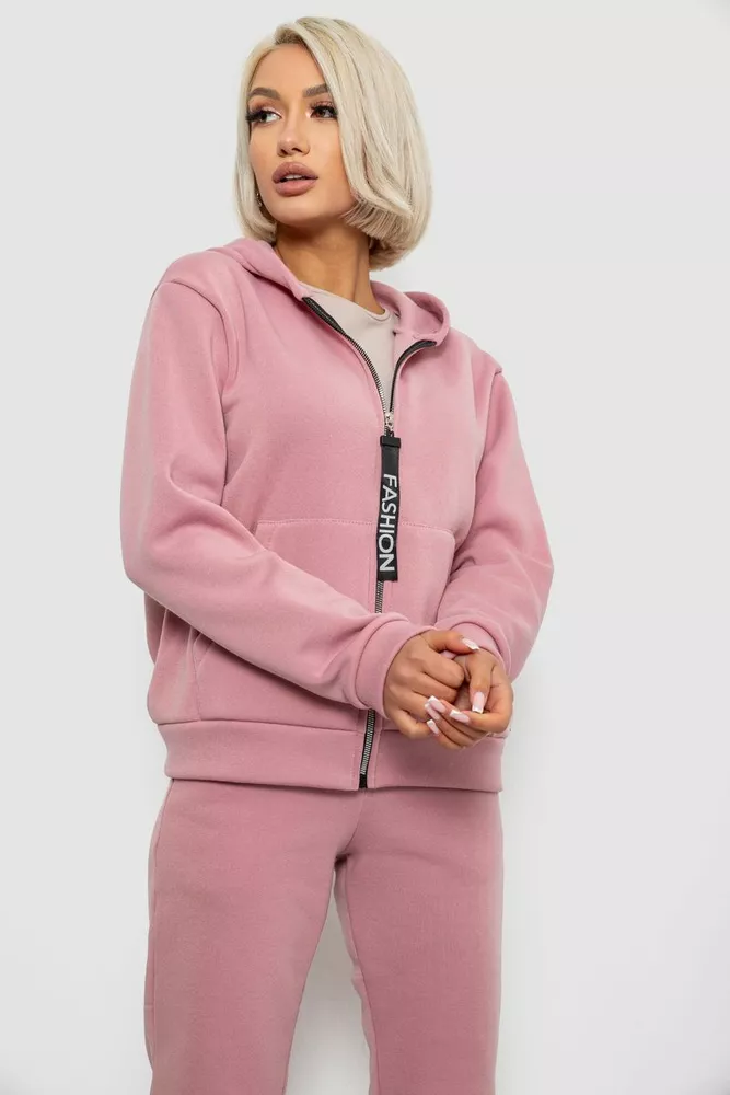 Купить Спортивный костюм женский на флисе, цвет розовый, 257R86-1 - Фото №2