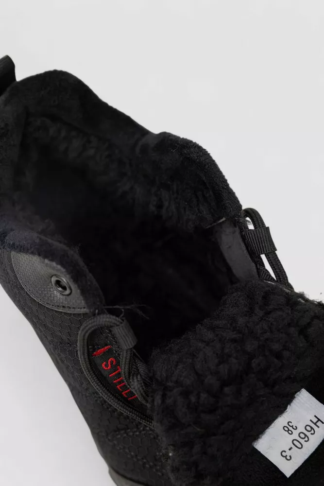 Купить Кроссовки женские зимние на меху, цвет черно-красный, 248RH660 - Фото №6