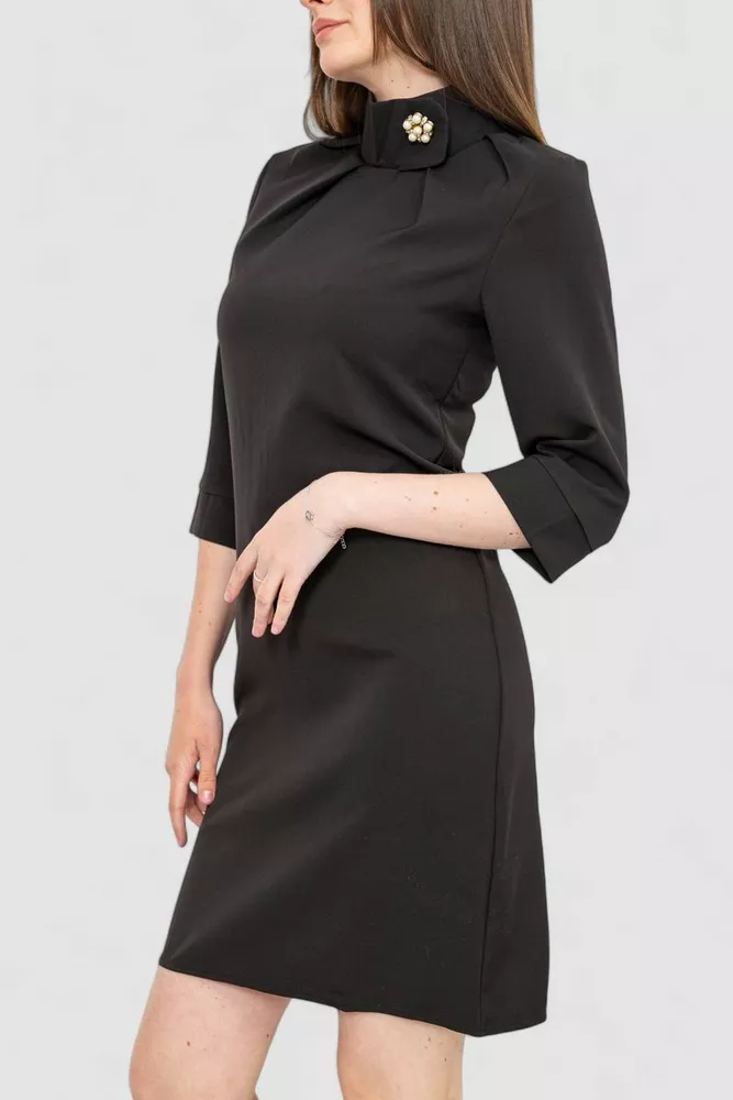 Купити Сукня однотонна ошатна, колір чорний, 186R617 оптом - Фото №3