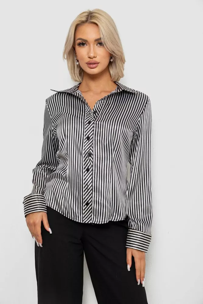 Купить Рубашка классическая в полоску  -уценка, цвет черно-белый, 230R64-2-U-14 - Фото №1