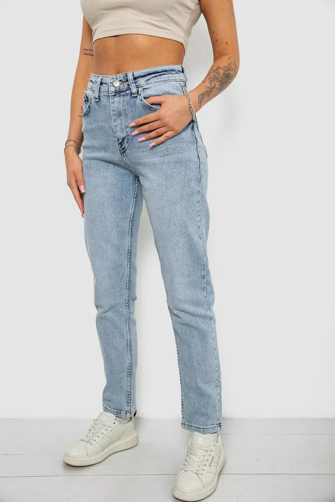 Купить Джинсы женские однотонные MOM, цвет голубой, 244R00590 - Фото №3