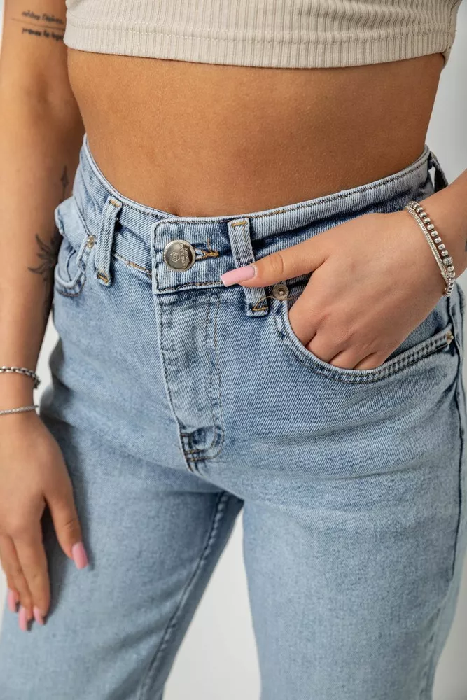 Купить Джинсы женские однотонные MOM, цвет голубой, 244R00590 - Фото №5