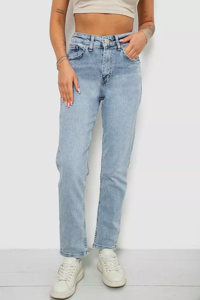 Джинсы женские однотонные MOM, цвет голубой, 244R00590