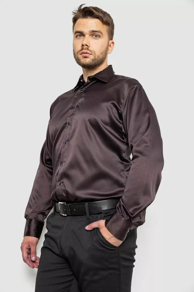 Купити Сорочка чоловіча, колір коричневий, 214R3061 оптом - Фото №3