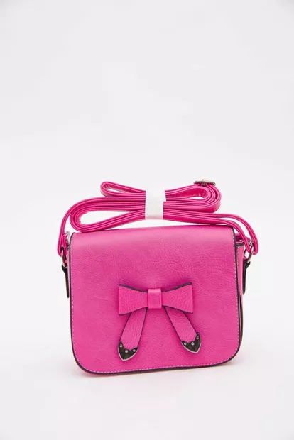 Клатч из кожзама, розового цвета, с бантиком, 167RF-63