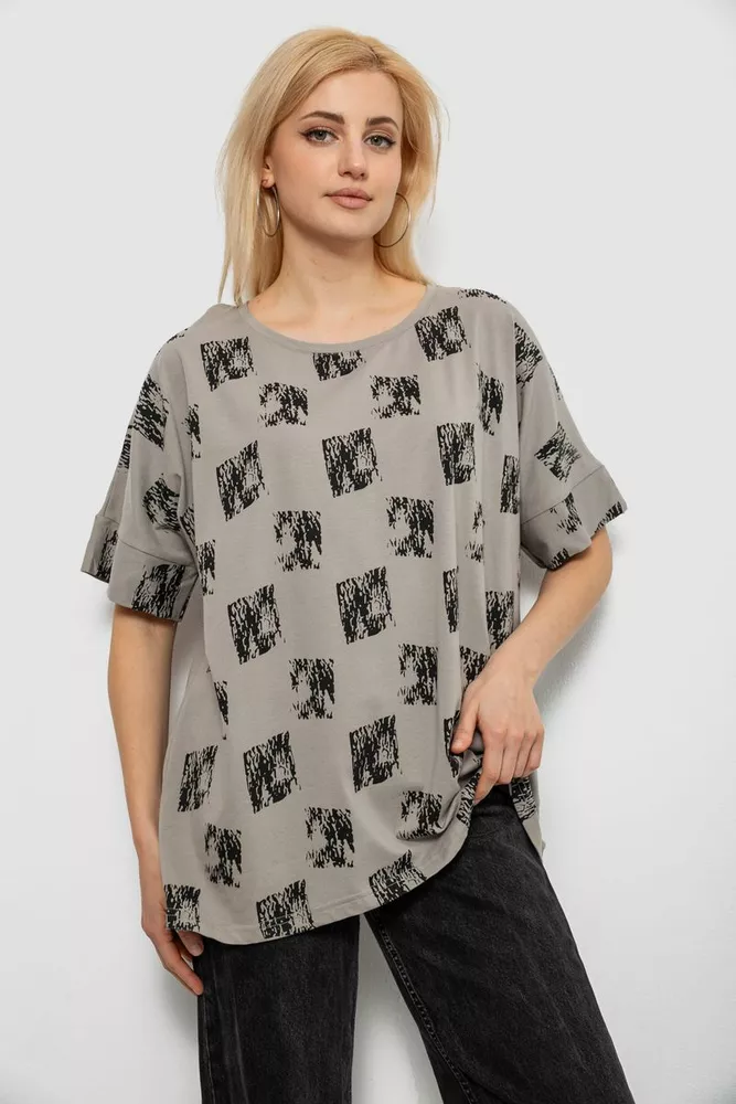 Купити Футболка жіноча з принтом  -уцінка, колір сірий, 244R4015-U - Фото №1