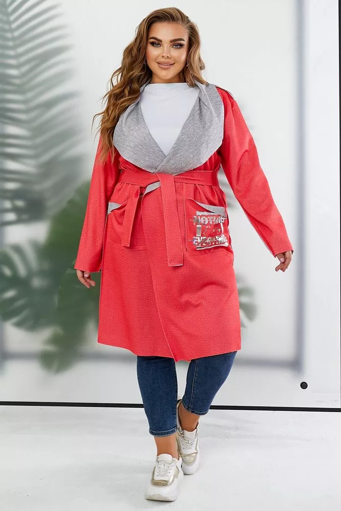 Купить Кардиган женский, цвет коралловый, 257R5012 - Фото №3