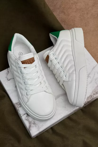 Кеди жіночі, колір біло-зелений, 248RR183