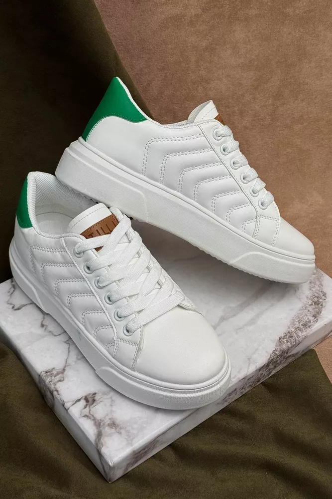 Купити Кеди жіночі, колір біло-зелений, 248RR183 - Фото №2