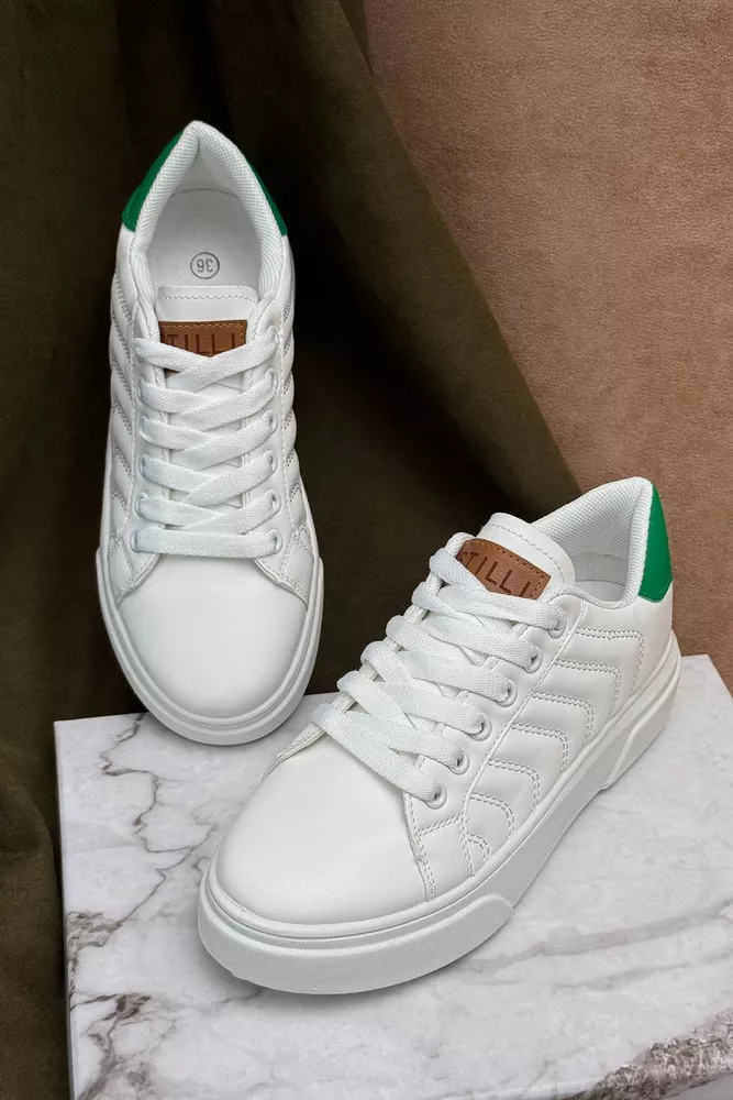 Купити Кеди жіночі, колір біло-зелений, 248RR183 - Фото №3