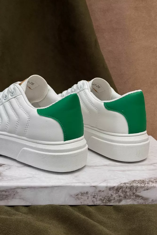 Купити Кеди жіночі, колір біло-зелений, 248RR183 - Фото №4