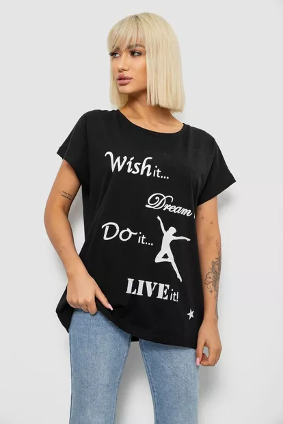 Футболка женская с принтом, цвет черный, 244R3004