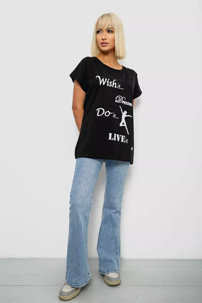 Купить Футболка женская с принтом, цвет черный, 244R3004 - Фото №2