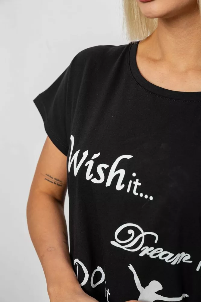 Купить Футболка женская с принтом, цвет черный, 244R3004 - Фото №5