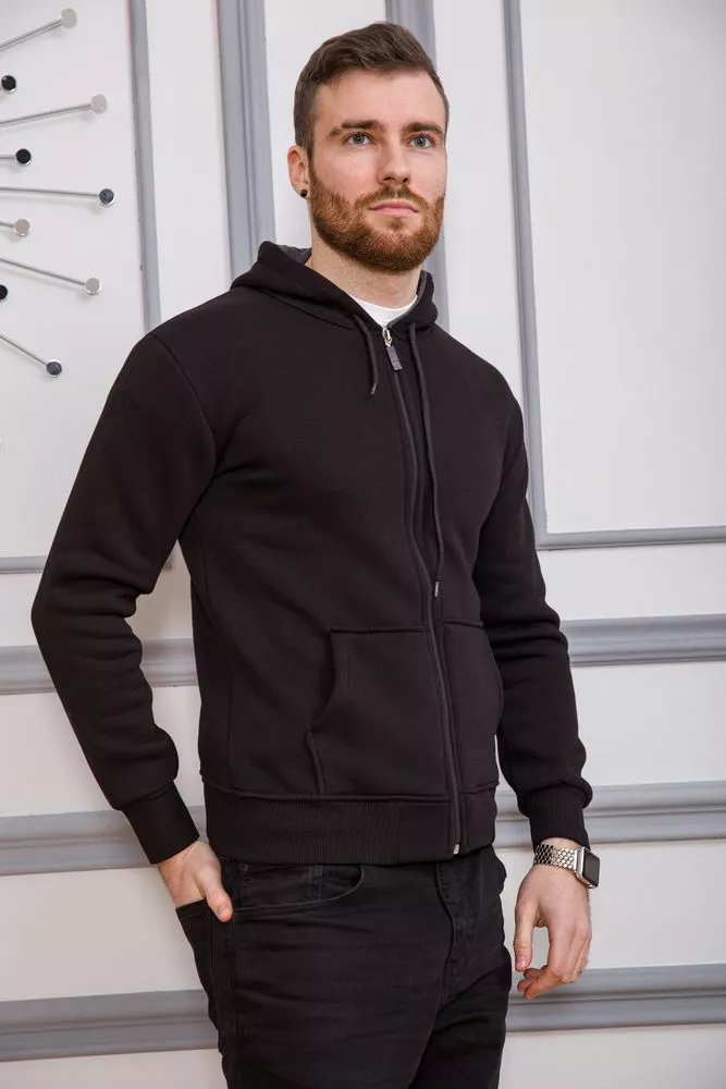 Купити Спортивна кофта чоловіча на флісі, колір чорний, 161R200 - Фото №3