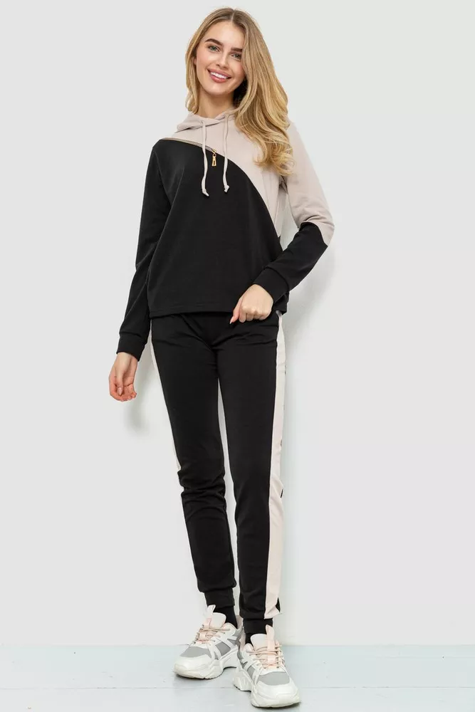 Купить Спорт костюм женский, цвет бежево-черный, 230R2003 - Фото №1