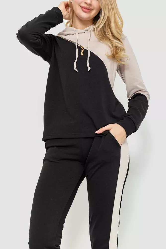 Купить Спорт костюм женский, цвет бежево-черный, 230R2003 - Фото №2