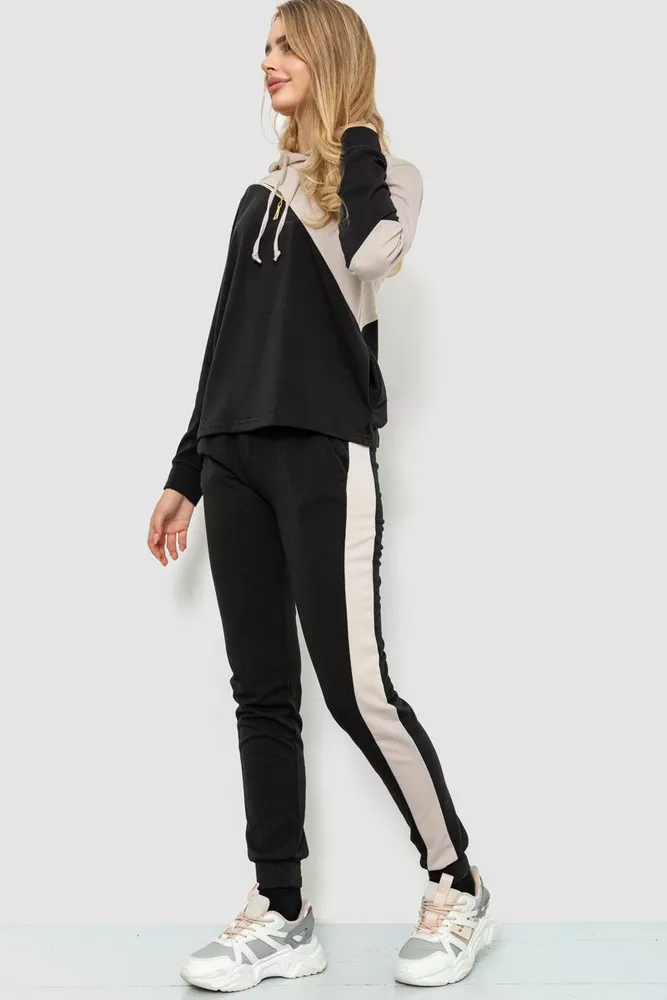 Купить Спорт костюм женский, цвет бежево-черный, 230R2003 - Фото №3