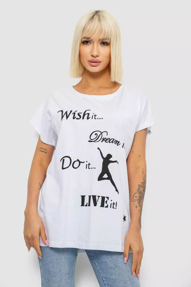 Купить Футболка женская с принтом, цвет белый, 244R3004 - Фото №1
