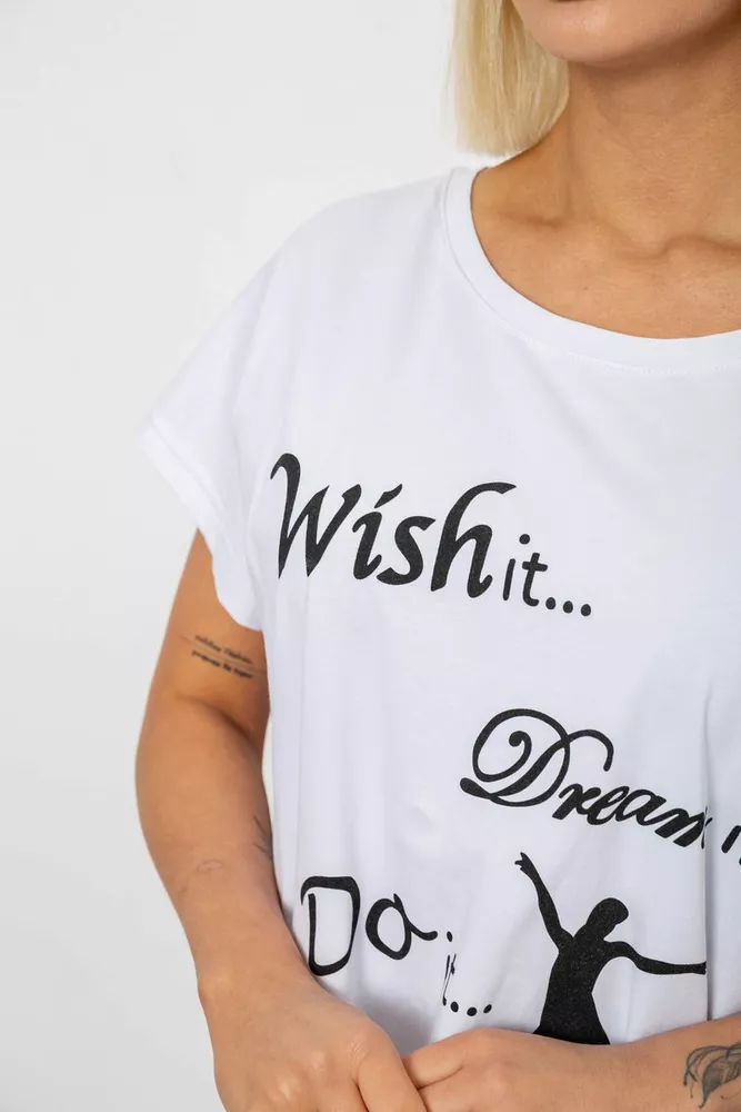 Купить Футболка женская с принтом, цвет белый, 244R3004 - Фото №5