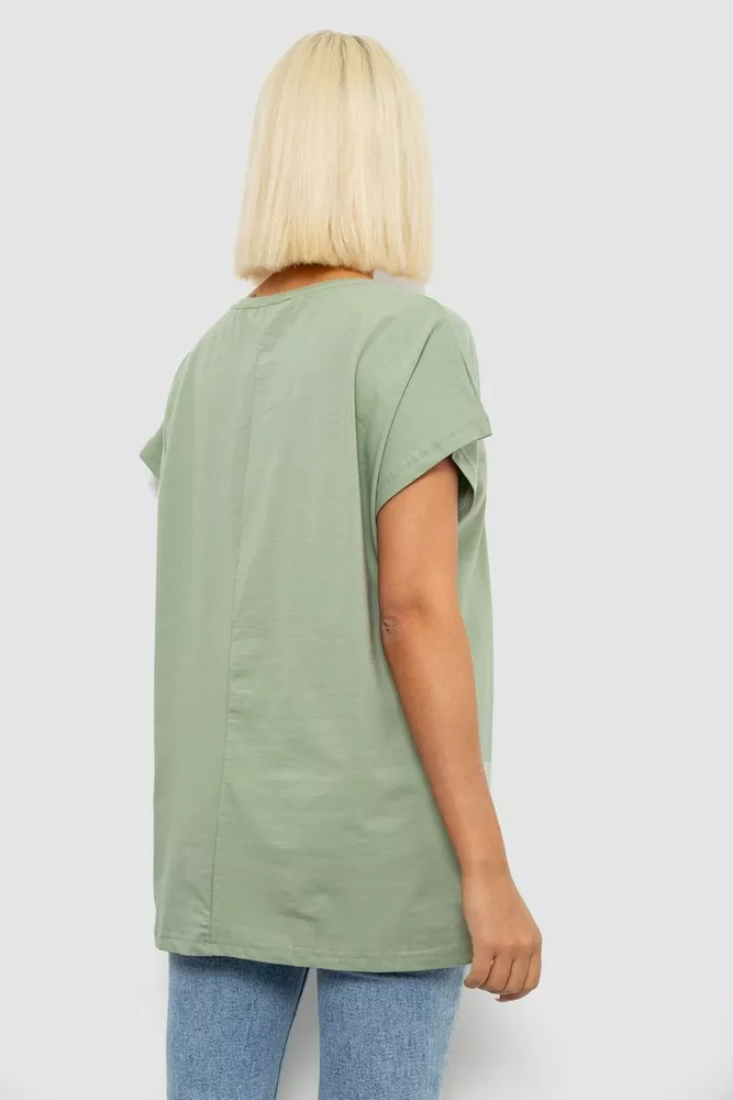 Купить Футболка женская с принтом, цвет оливковый, 244R3004 - Фото №4