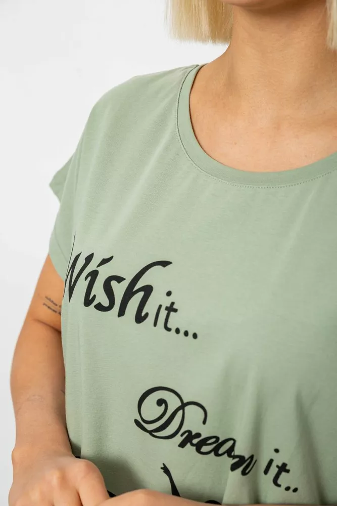 Купить Футболка женская с принтом, цвет оливковый, 244R3004 - Фото №5