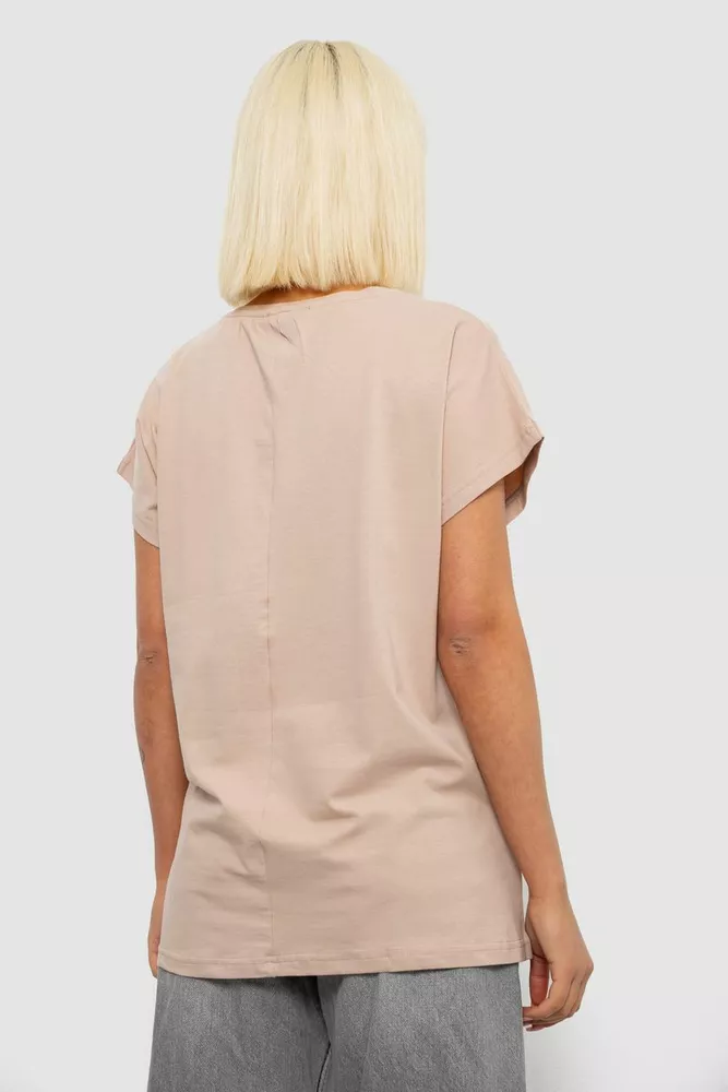 Купити Футболка жіноча з принтом, колір бежевий, 244R3004 - Фото №4