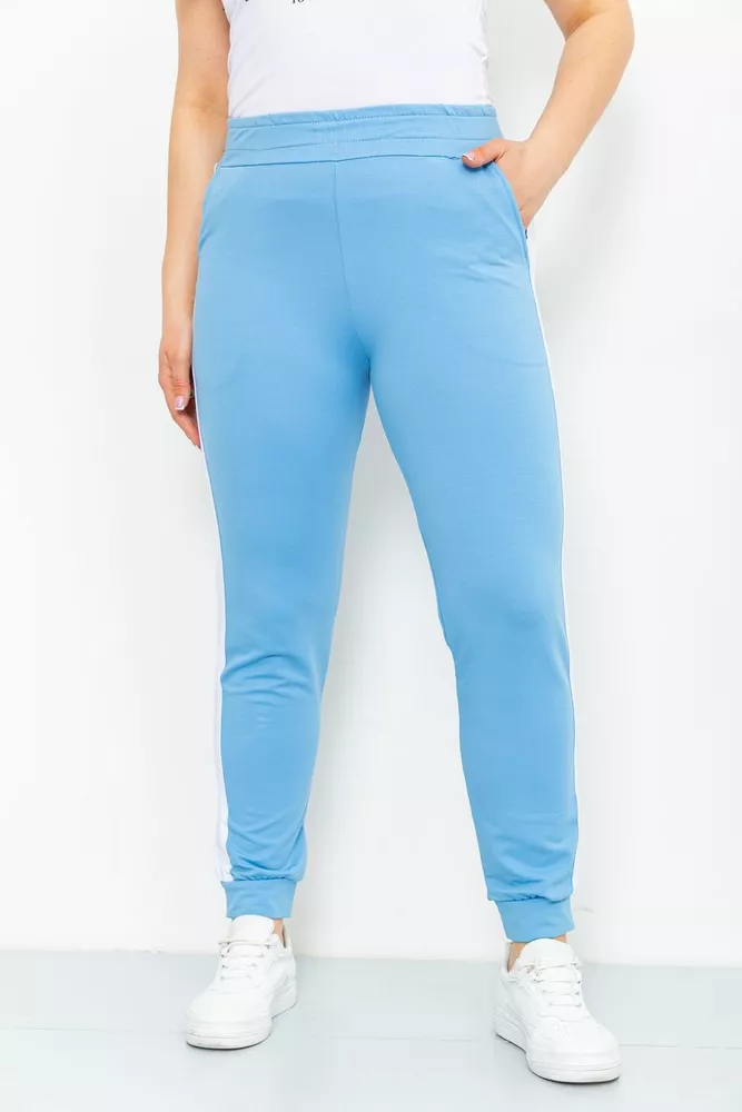 Купити Спорт штани жіночі двонитка, колір блакитний, 219RB-3004 - Фото №3