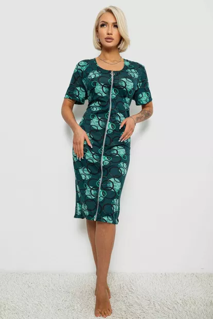 Халат женский на молнии с принтом, цвет зеленый, 257R1030