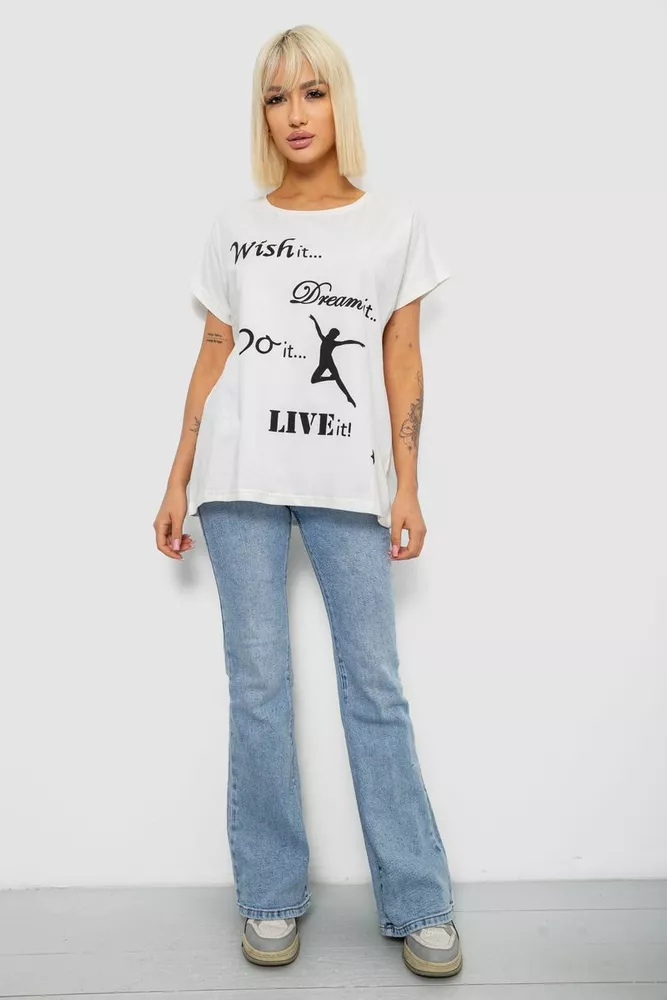 Купить Футболка женская с принтом, цвет молочный, 244R3004 - Фото №2