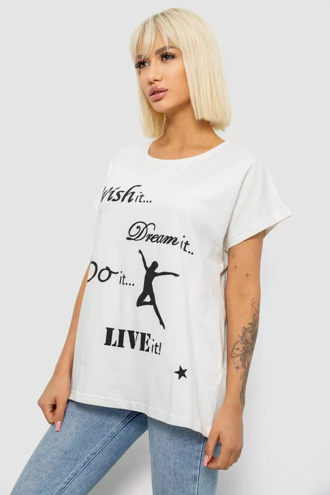 Купить Футболка женская с принтом, цвет молочный, 244R3004 - Фото №3