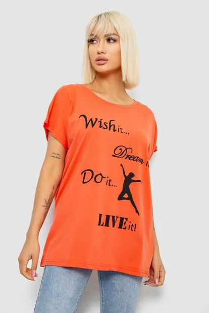 Футболка женская с принтом, цвет оранжевый, 244R3004