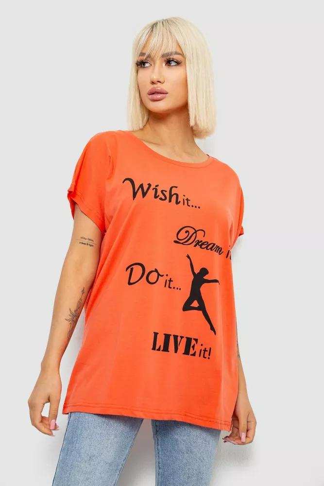 Купить Футболка женская с принтом, цвет оранжевый, 244R3004 - Фото №1