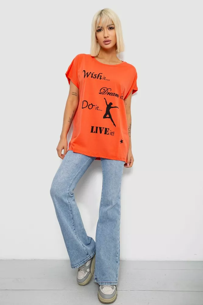 Купить Футболка женская с принтом, цвет оранжевый, 244R3004 - Фото №2