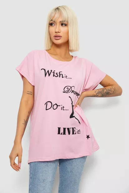 Футболка женская с принтом, цвет розовый, 244R3004