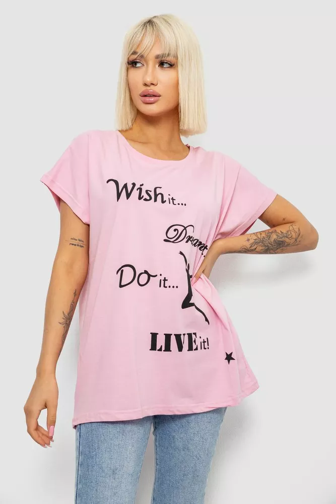 Купить Футболка женская с принтом, цвет розовый, 244R3004 - Фото №1