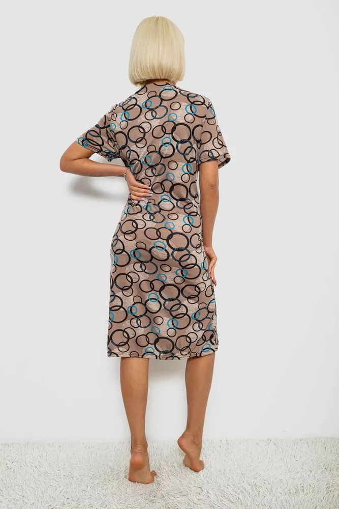 Купить Халат женский на молнии с принтом, цвет мокко, 257R1030 - Фото №4