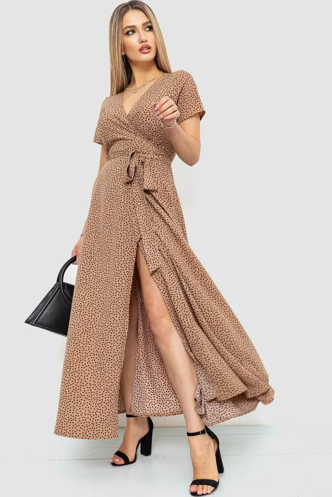 Купити Сарафан у горох, колір коричнево-чорний, 241R157 - Фото №3